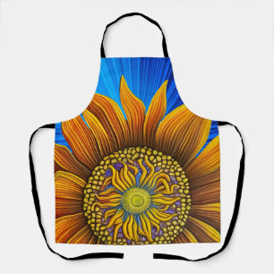 Tablier Tournesol rustique sur bleu