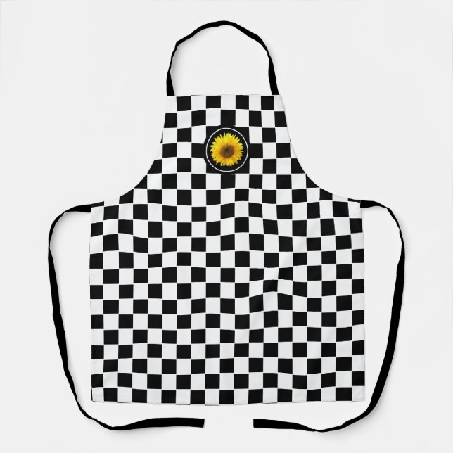 Tablier Tournesol sur le Motif de tableau blanc noir (Recto)