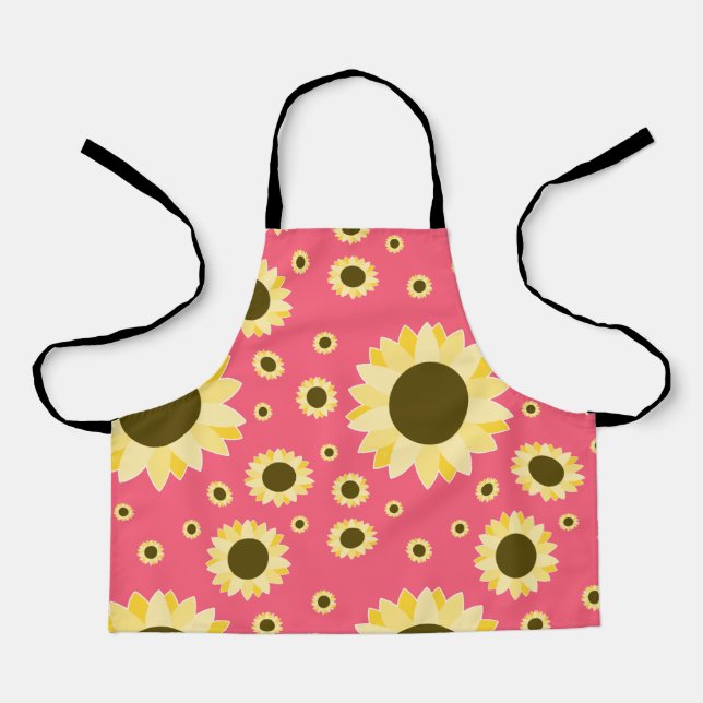 Tablier Tournesols clairs sur rose (Recto)