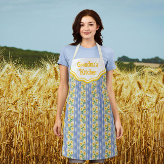 Tablier Tournesols jaunes blancs bleus personnalisés