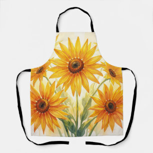 Tablier Tournesols Jaunes Orange Floral Aquarelle Vibrante