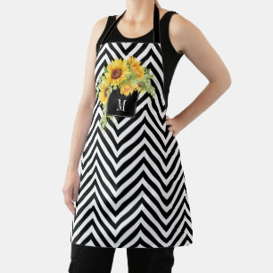 Tablier Tournesols rustiques et Motif Chevrons