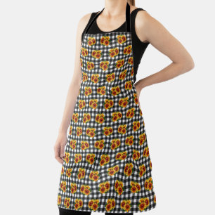 Tablier Tournesols Sur En vichy Noir