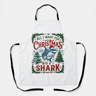 Tablier Tous veulent des arbres de pin de requin de Noël