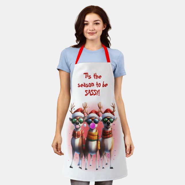 Tablier Tout-En-Plan Sassy Reindeer (Porté)