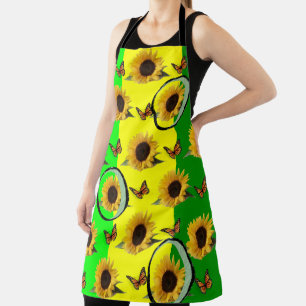 Tablier Tout sur l'impression Papillon de tournesol de tab