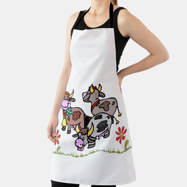 Tablier Tout sur l'impression Vache de pron Moo Floral (Insitu)
