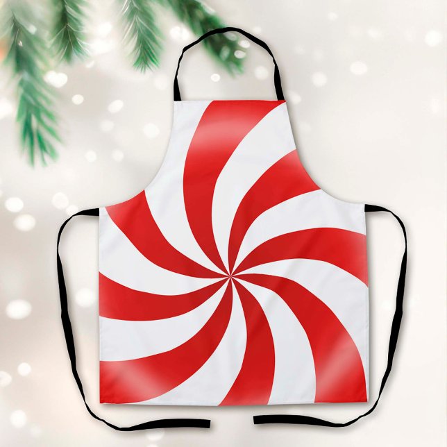 Tablier Tout sur Pepperment Candy (Get into the holiday spirit with our Red and White Peppermint Candy Swirl apron! )