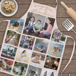 Tablier Tout Texte Famille Photo Collage Grand-mère Blush 