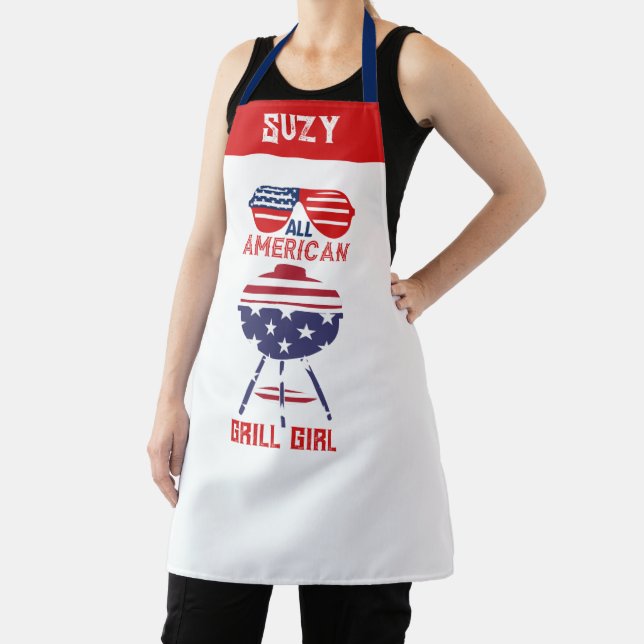 Tablier Toute Américaine Fille Chef Baker Patriotic Grilli (Insitu)
