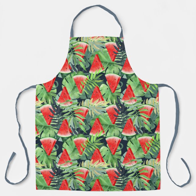 Tablier Tranches de pastèque avec feuilles tropicaux (Recto)