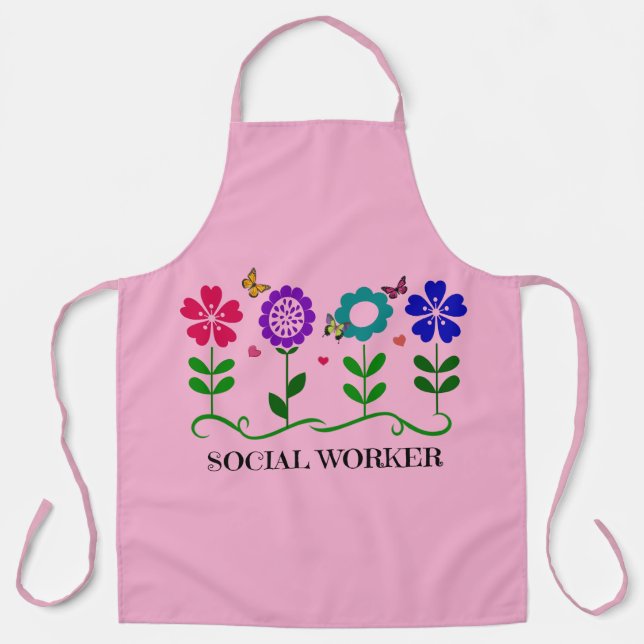 Tablier Travailleur social, Fleurs de printemps, (Recto)