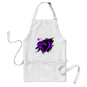Tablier Treble et Bass Clef Musical Coeur pourpre