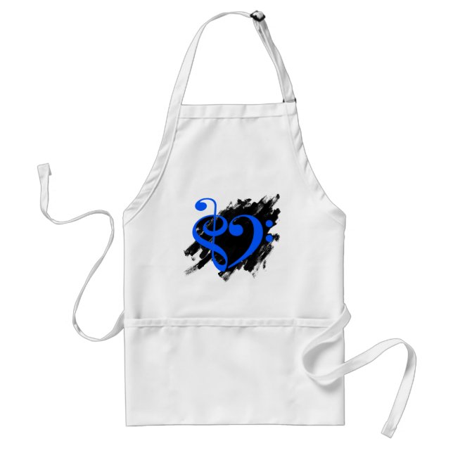 Tablier Treble et Bass Clef Musical Heart Royal Blue (Devant)