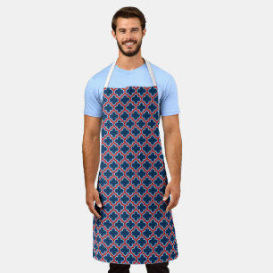 Tablier Trellis marocain bleu et rouge, treillis, Quatrefo
