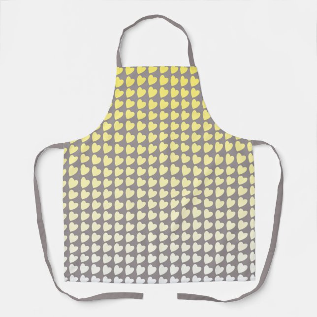 Tablier Trendy Jaune et Grey Heart Motif Gradient (Recto)