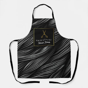 Tablier Trendy Personnalisé Ciseaux d'Or Coiffeur Salon no
