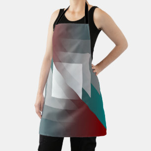 Tablier Triangles gris turquoise sur bordeaux