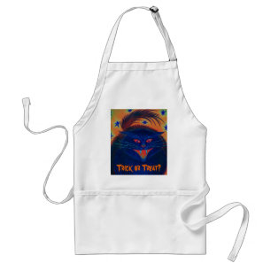 Tablier "Trick" ou "Treat" effrayant chat bleu
