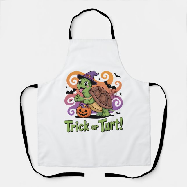 Tablier Trick ou Turt Funny Turtle Halloween (Recto)