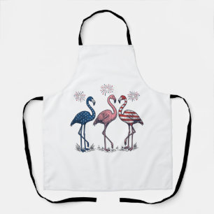 Tablier Trio de flamants patriotiques dessin de gravure vi