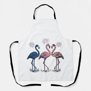 Tablier Trio de flamants patriotiques dessin de gravure vi