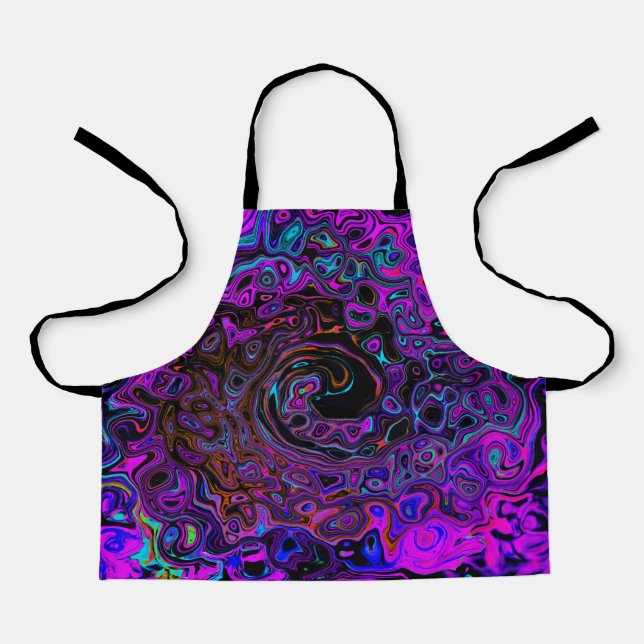 Tablier Trippy Black et Magenta Retro Liquid Swirl (Recto)