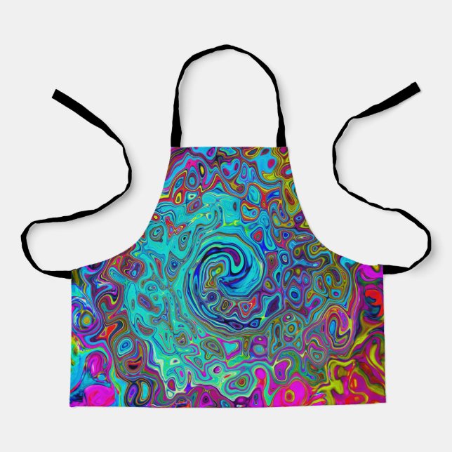 Tablier Trippy Sky Blue Abstrait Retro Liquid Swirl (Recto)