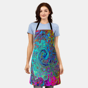 Tablier Trippy Sky Blue Abstrait Retro Liquid Swirl