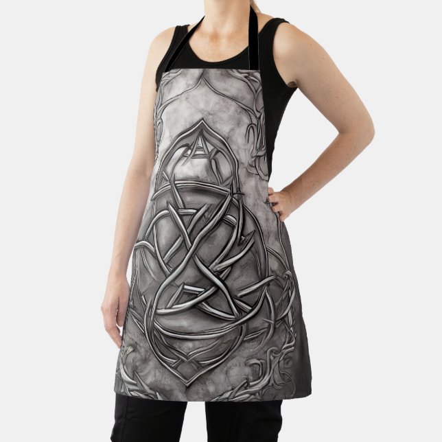 Tablier Triquetra Trinity Knot Silvery Pewter Faux Metal (Insitu)