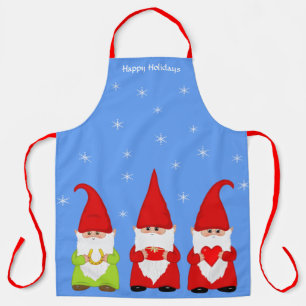 Tablier Trois Gnomes de Noël et Snowflakes