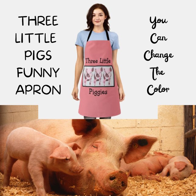 Tablier Trois petits cochons une cuisine amusante (Cute Nursery Rhyme in Pink)