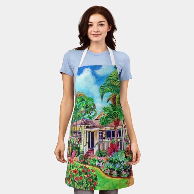 Tablier Tropical Hawaiian House BBQ Kitchen Apron (Porté)