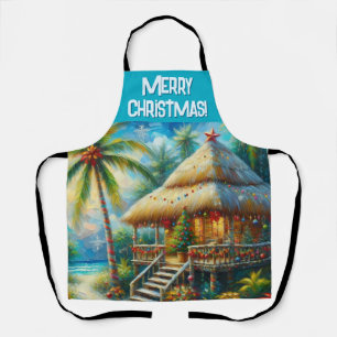 Tablier Tropical Hut Arbre de Noël Palmier Personnalisé
