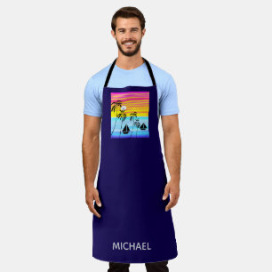 Tablier Tropical Sunset Sailing All-Over Imprimer Apron