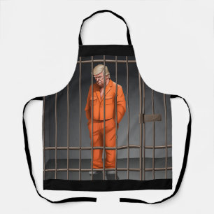Tablier Trump en prison sur papier imprimé, moyen