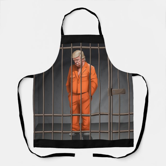 Tablier Trump en prison sur papier imprimé, moyen (Recto)