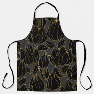 Tablier Tulipes d'or noir : modèle floral de luxe