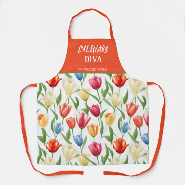 Tablier Tulipes personnalisées Motifs (Recto)