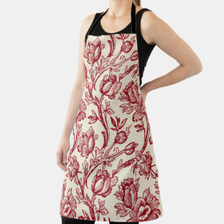 Tablier Tulipes rouges et crème Toile - Décor de campagne
