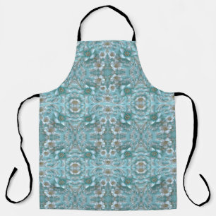 Tablier turquoise blanc