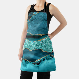 Tablier Turquoise Blue Gold Parties scintillant Marbre Tur