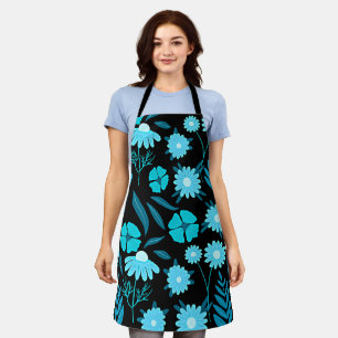 Tablier Turquoise en fleurs