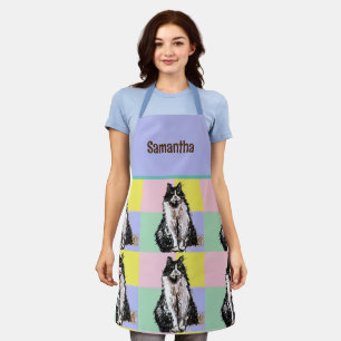 Tablier Tuxedo Chat Cute Chats Noir Blanc Pastel Arc-en-ci