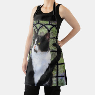 Tablier Tuxedo Chat dans la peinture de fenêtre Art animal