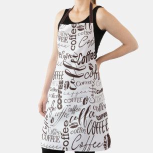 Tablier Typographie Brown Et Blanche Conception Café
