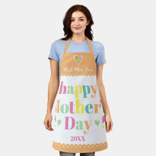 Tablier Typographie colorée et coeurs, pêche Fête des mère