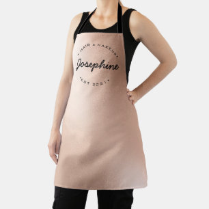 Tablier Typographie d'entreprise rose de coiffure et maqui