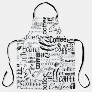 Tablier Typographie noir et blanc Conception de café