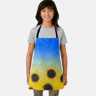 Tablier Ukraine jaune bleu géométrie maillage motif Fleurs